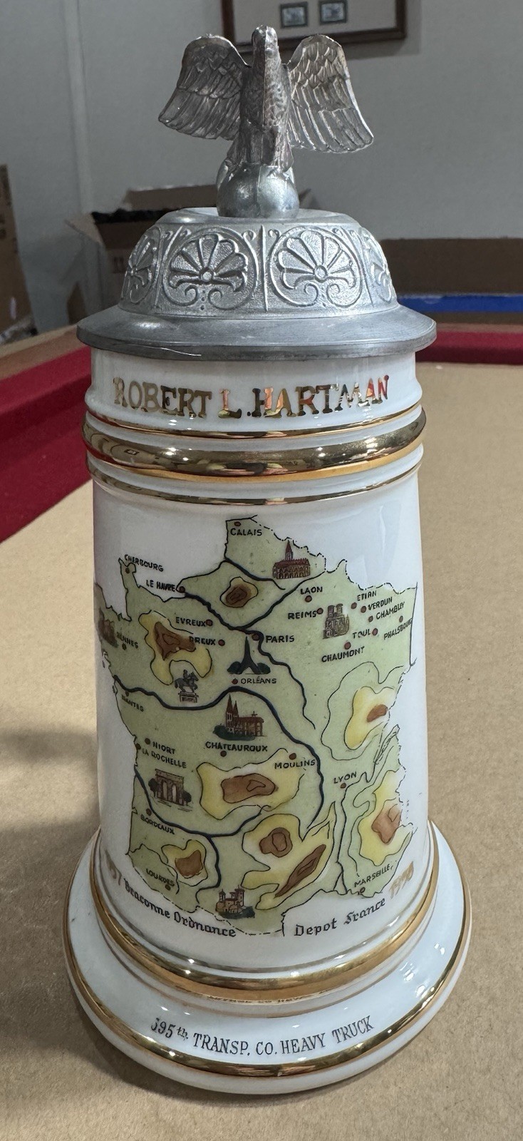 1958 Schmidt Koblenz Bogenstr 103 Beer Stein Germany France Willi Geck Vintage 1958 Schmidt Koblenz Bogenstr 103 Beer Stein Germany France Willi Geck Vintage