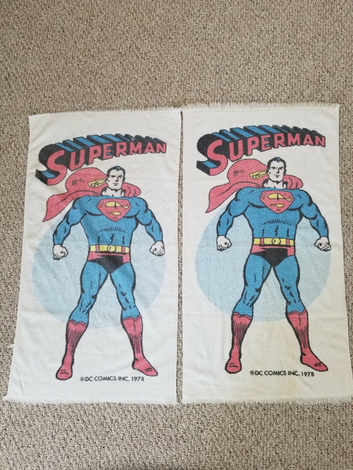 Pair of Vintage Original 1978 Superman Towels 21.5\