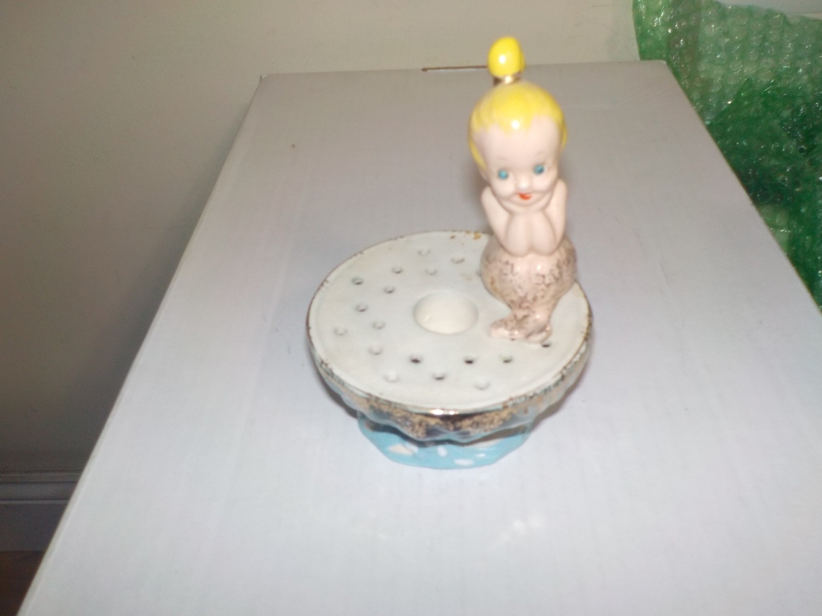 Vintage 1950's Kreiss Ceramic Mermaid Girl Figurine On Pin or Toothpick Holder Vintage 1950's Kreiss Ceramic Mermaid Girl Figurine On Pin or Toothpick Holder