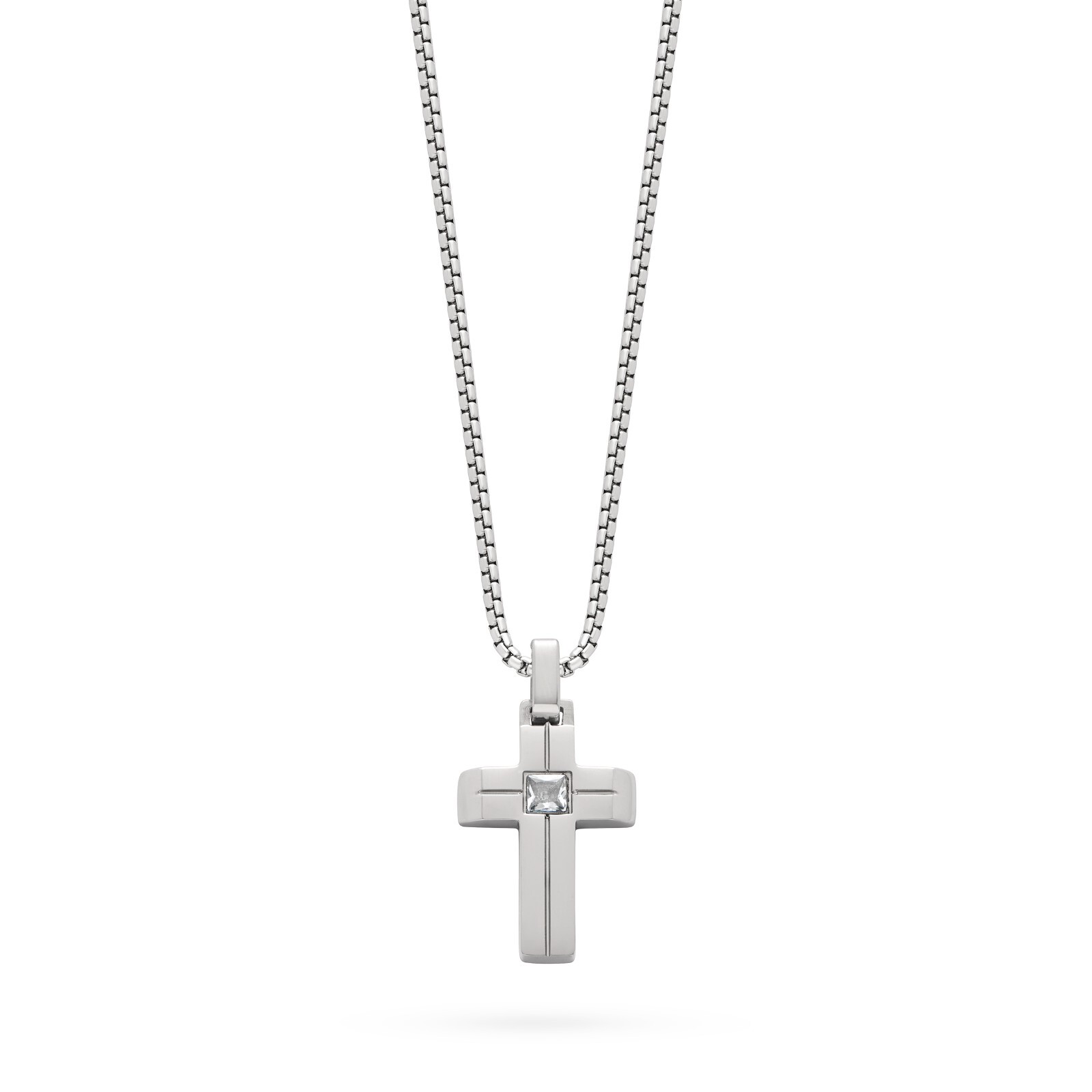 Stainless Steel Cross Necklace for Men with Zircon Pendant and Chain Vatican