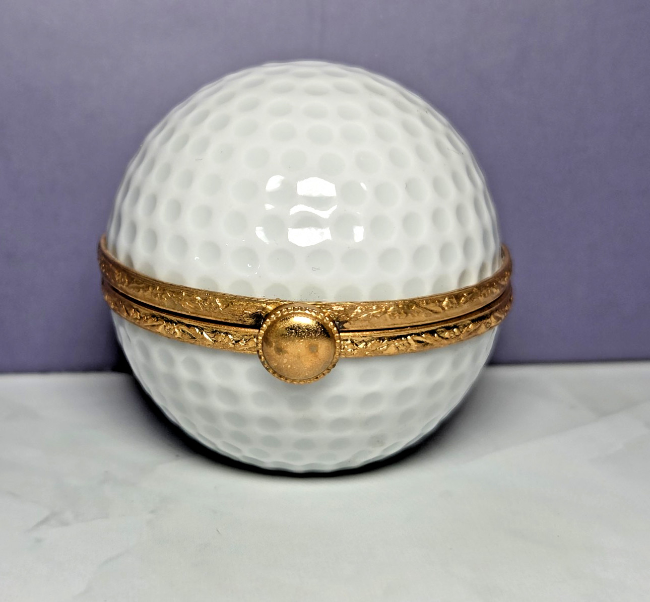 Limoges Porcelain  Golf Ball Trinket Box