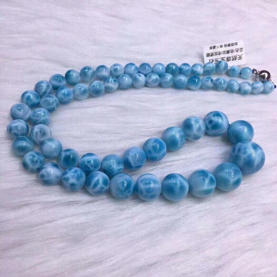 Natural Blue Larimar Fashion Woman Jewelry necklace 6-11mm