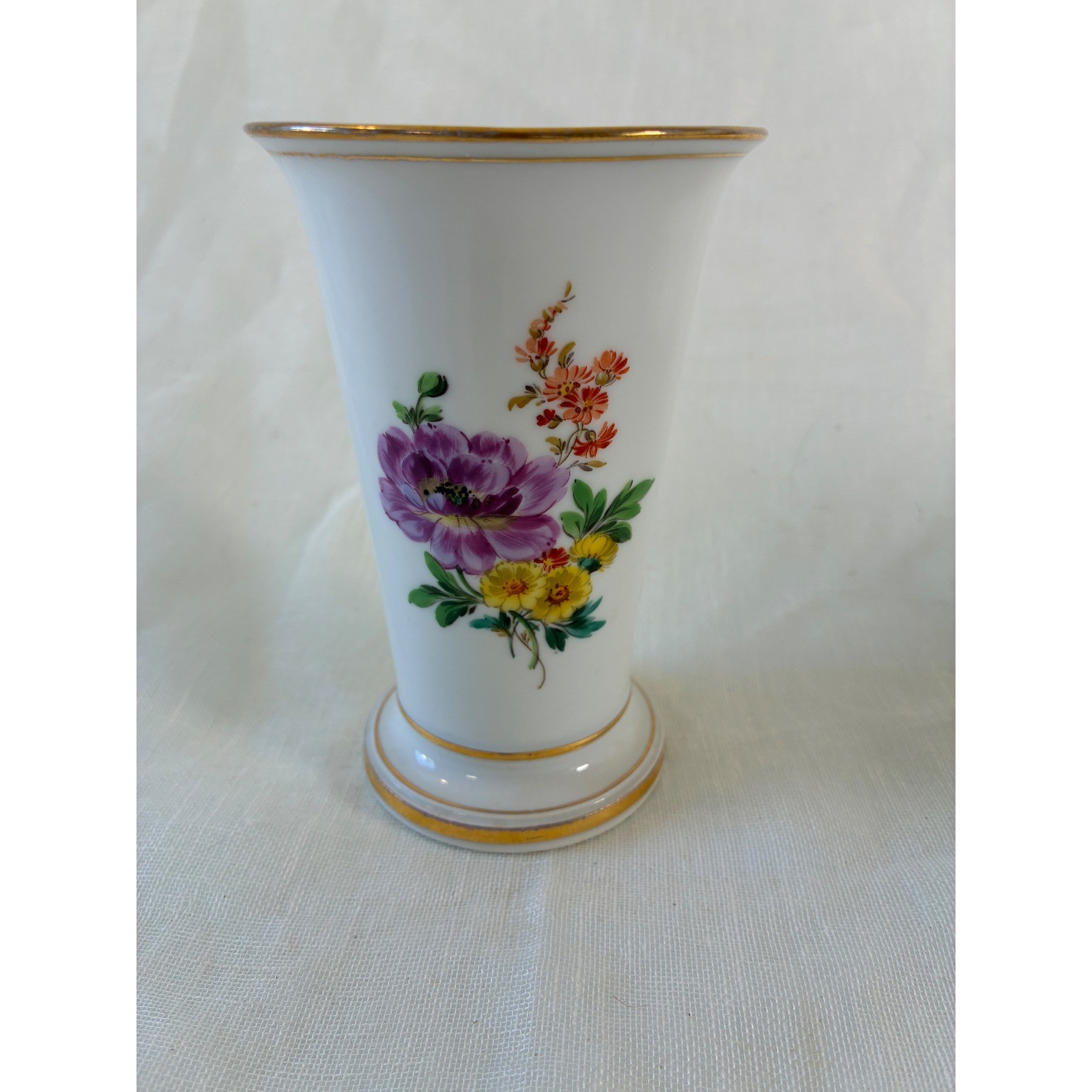 Antique Meissen Pfeiffer Period Porcelain Vase Deutsche Blumen Floral Gilt 5in Antique Meissen Pfeiffer Period Porcelain Vase Deutsche Blumen Floral Gilt 5in
