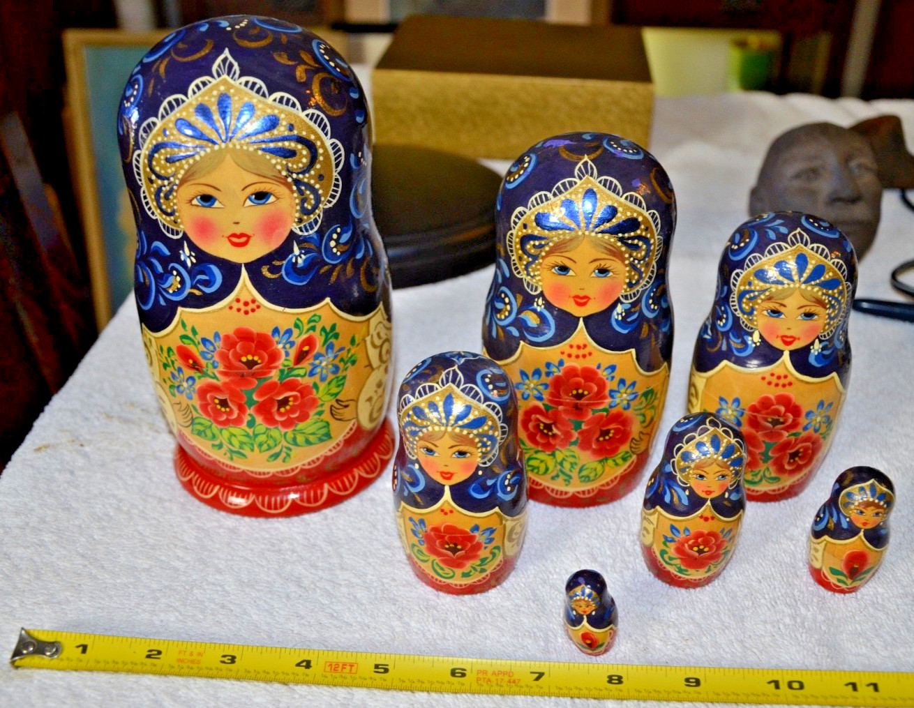 Vintage Russian fairy tale nesting dolls signed set of 7, hand made Vintage Russian fairy tale nesting dolls signed set of 7, hand made
