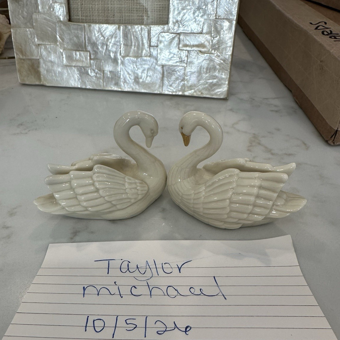 Pair of Vintage Porcelain Lenox Swan Wedding Cake Toppers/Card Holders Pair of Vintage Porcelain Lenox Swan Wedding Cake Toppers/Card Holders
