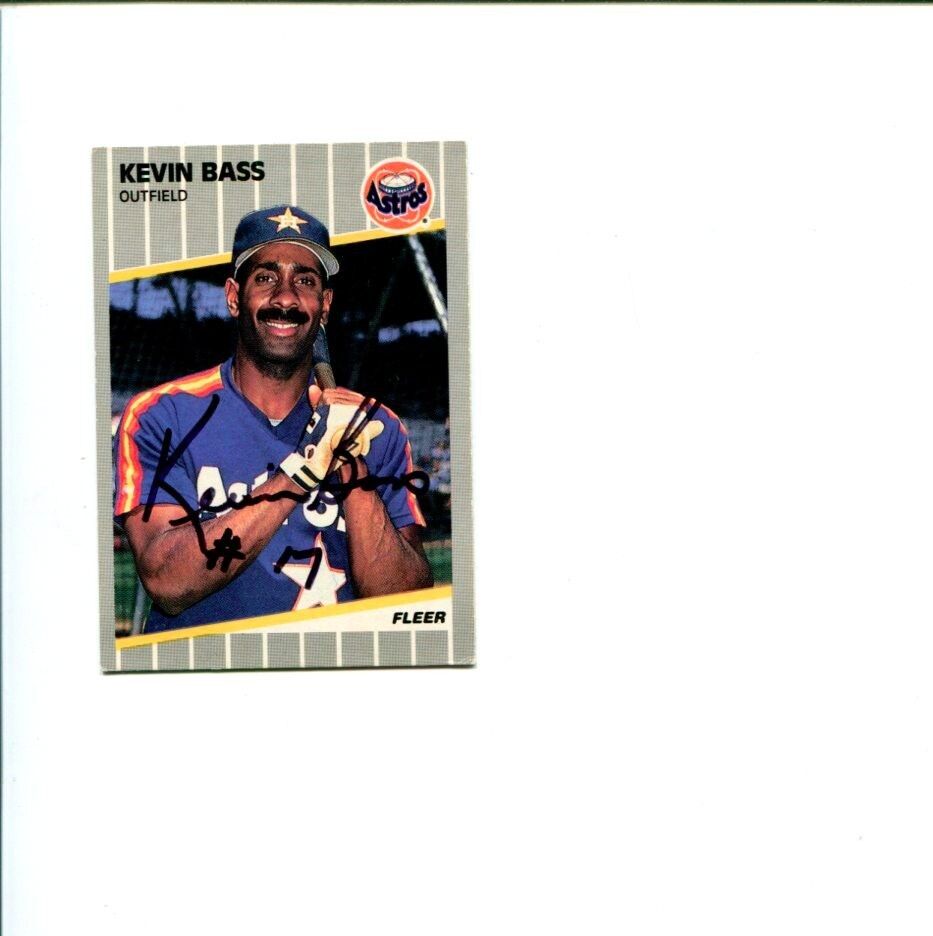 Kevin Bass Houston Astros 1989 Fleer Signed Autograph Photo Card