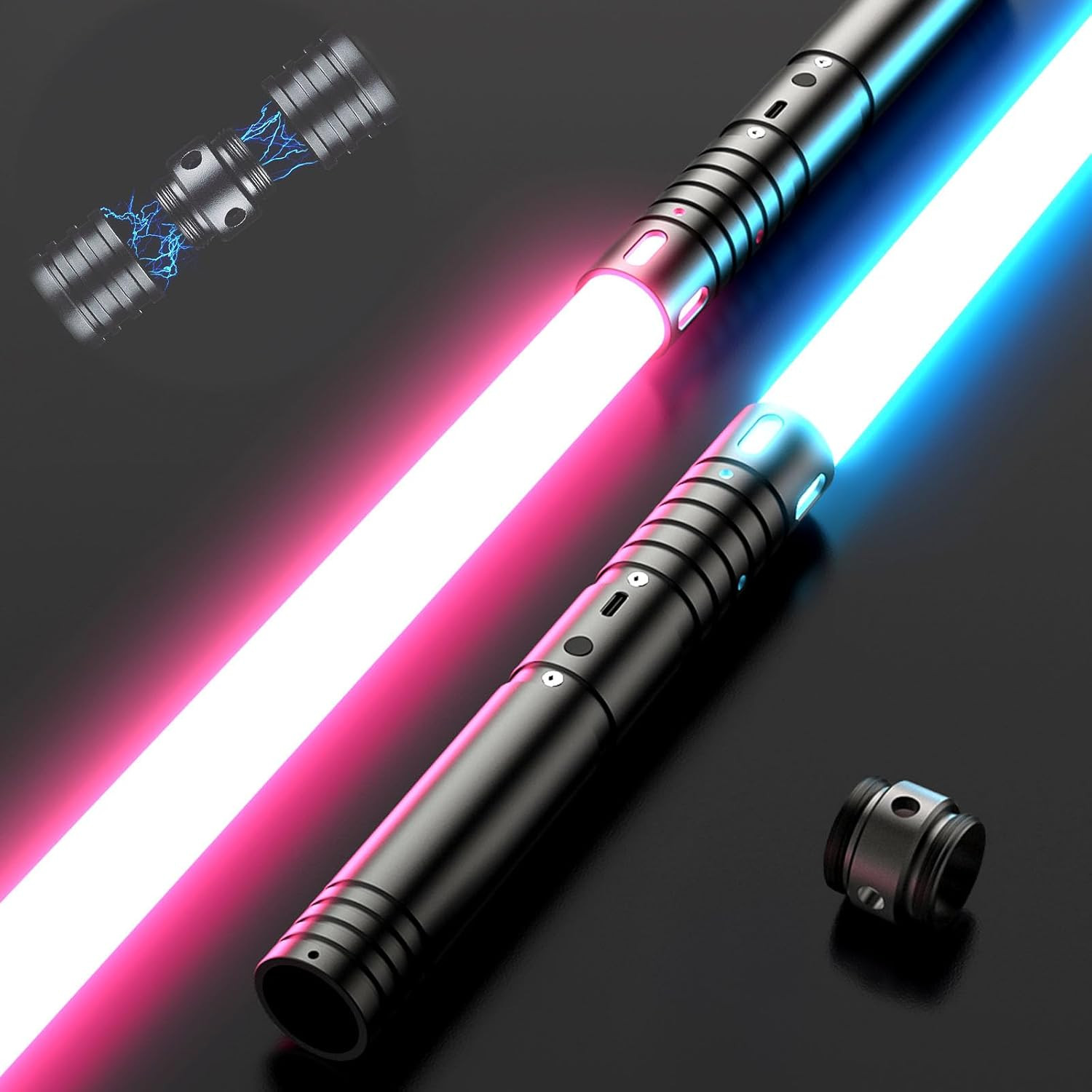 Lightsabers 2 Pack with Metal Hilt, RGB 15 Color, 4 Modes FX Sound, Doubled