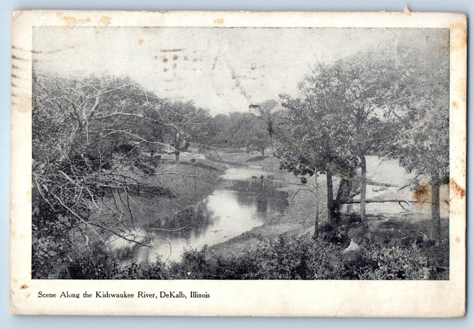 c1912 DeKalb Illinois IL Vintage Postcard Scene Along Kishwaukee River Air View c1912 DeKalb Illinois IL Vintage Postcard Scene Along Kishwaukee River Air View
