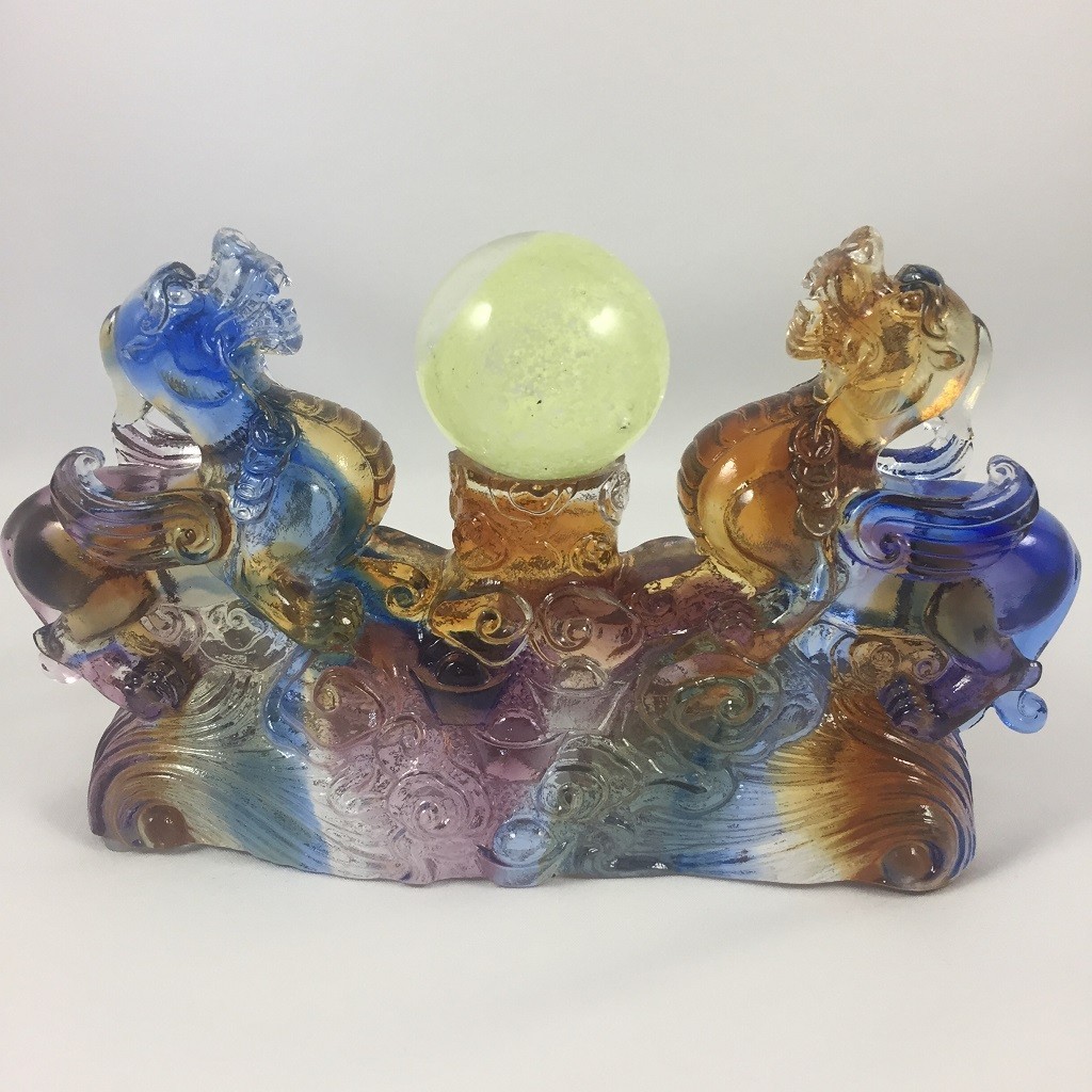 Liuli Crystal Glass Brave Troops Pixiu w/crystal ball– Feng Shui Wealth Ornament Liuli Crystal Glass Brave Troops Pixiu w/crystal ball– Feng Shui Wealth Ornament