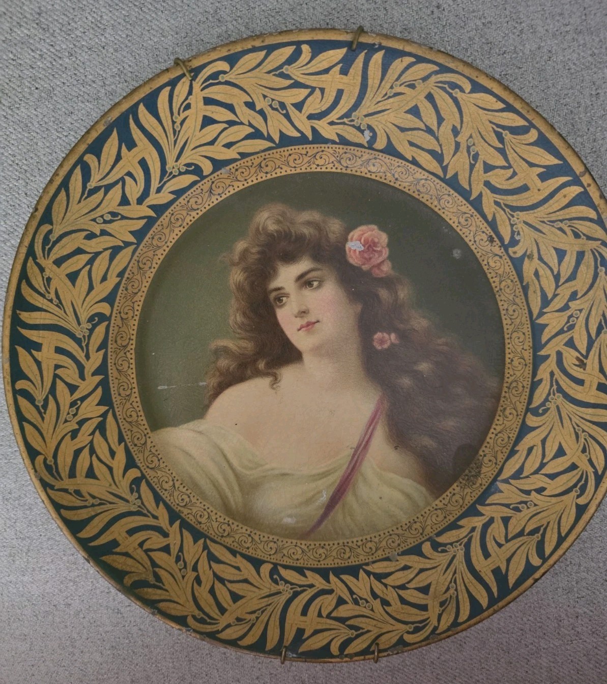 Antique Dresden Vienna Art Tin Plate Litho #200 Louise 9.5\ Antique Dresden Vienna Art Tin Plate Litho #200 Louise 9.5\