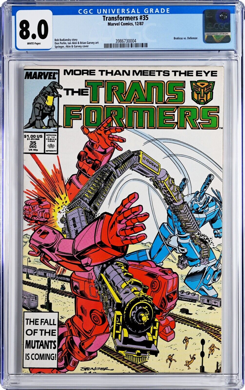 The Transformers #35, Bruticus vs. Defensor, CGC 8.0 Very Fine