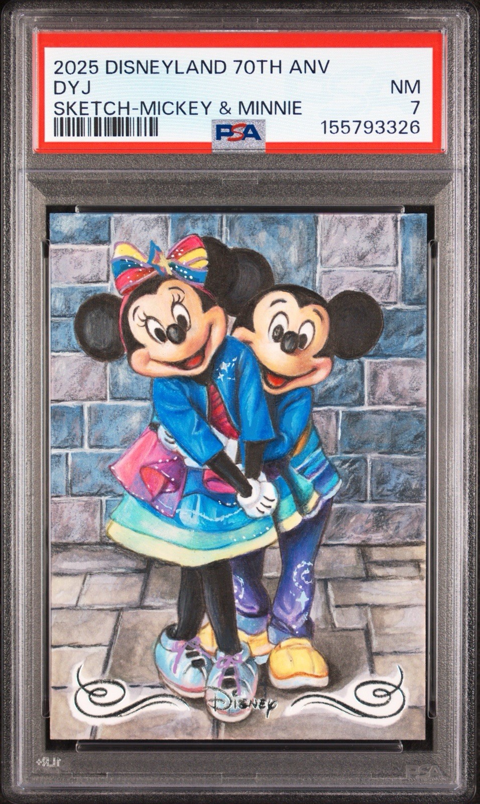 Topps 2025 Disneyland 70th Sketch Mickey & Minnie Auto PSA 7 Topps 2025 Disneyland 70th Sketch Mickey & Minnie Auto PSA 7
