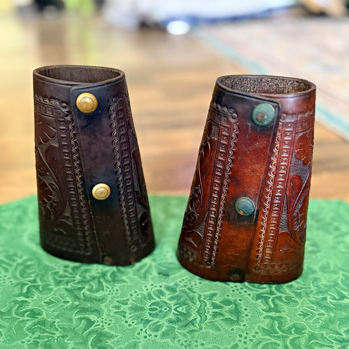 Old Original Cowboy Cuffs Tooled Leather Western Memorabilia Old Original Cowboy Cuffs Tooled Leather Western Memorabilia