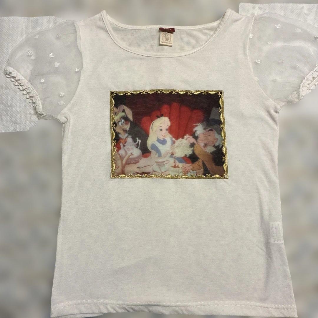 Secret Honey Disney Alice in Wonderland TShirt Short Sleeve Seethrough Sash Japa