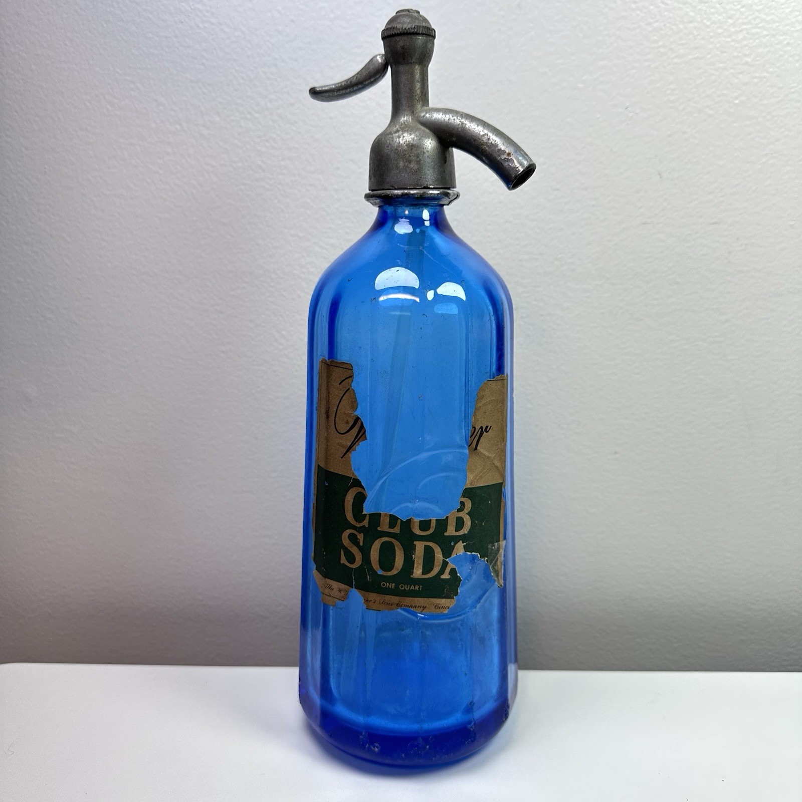 Antique W.T. Wagner's Sons Club Soda Blue QCB Seltzer Siphon Bottle Cincinnati Antique W.T. Wagner's Sons Club Soda Blue QCB Seltzer Siphon Bottle Cincinnati
