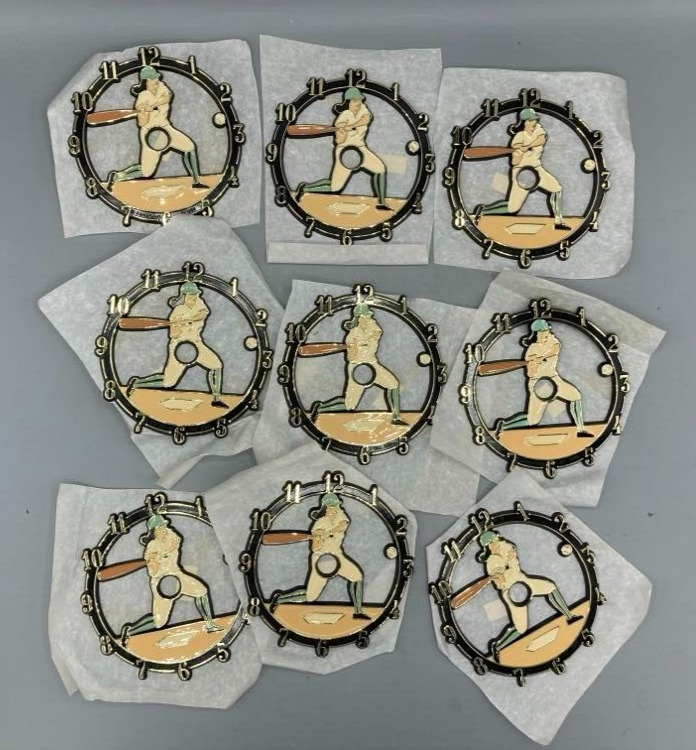 Set of 9 NOS Vintage RAMAR Plastic Clock Face Baseball Girl Player 1986 Mint