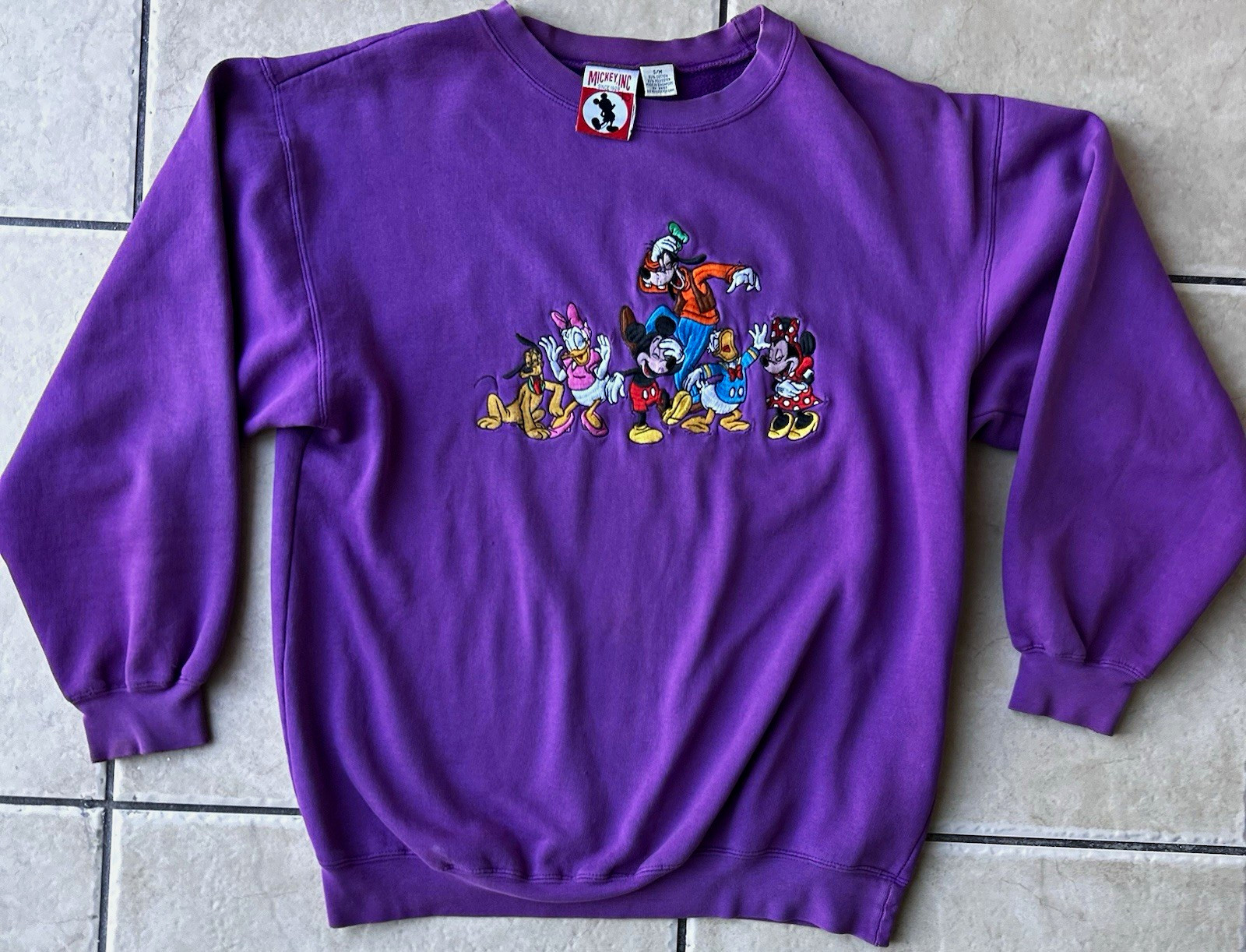 VTG 1990s Rare Mickey, Inc. Disney Purple Embroidered Crewneck Sweatshirt M VTG 1990s Rare Mickey, Inc. Disney Purple Embroidered Crewneck Sweatshirt M