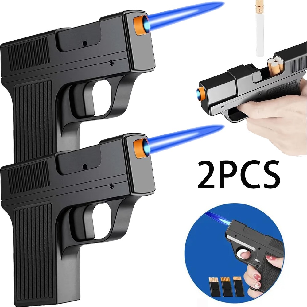 2x Unique Butane Cigarette LIGHTER & CASE Adjustable Jet Torch Flame Pistol Gun 2x Unique Butane Cigarette LIGHTER & CASE Adjustable Jet Torch Flame Pistol Gun