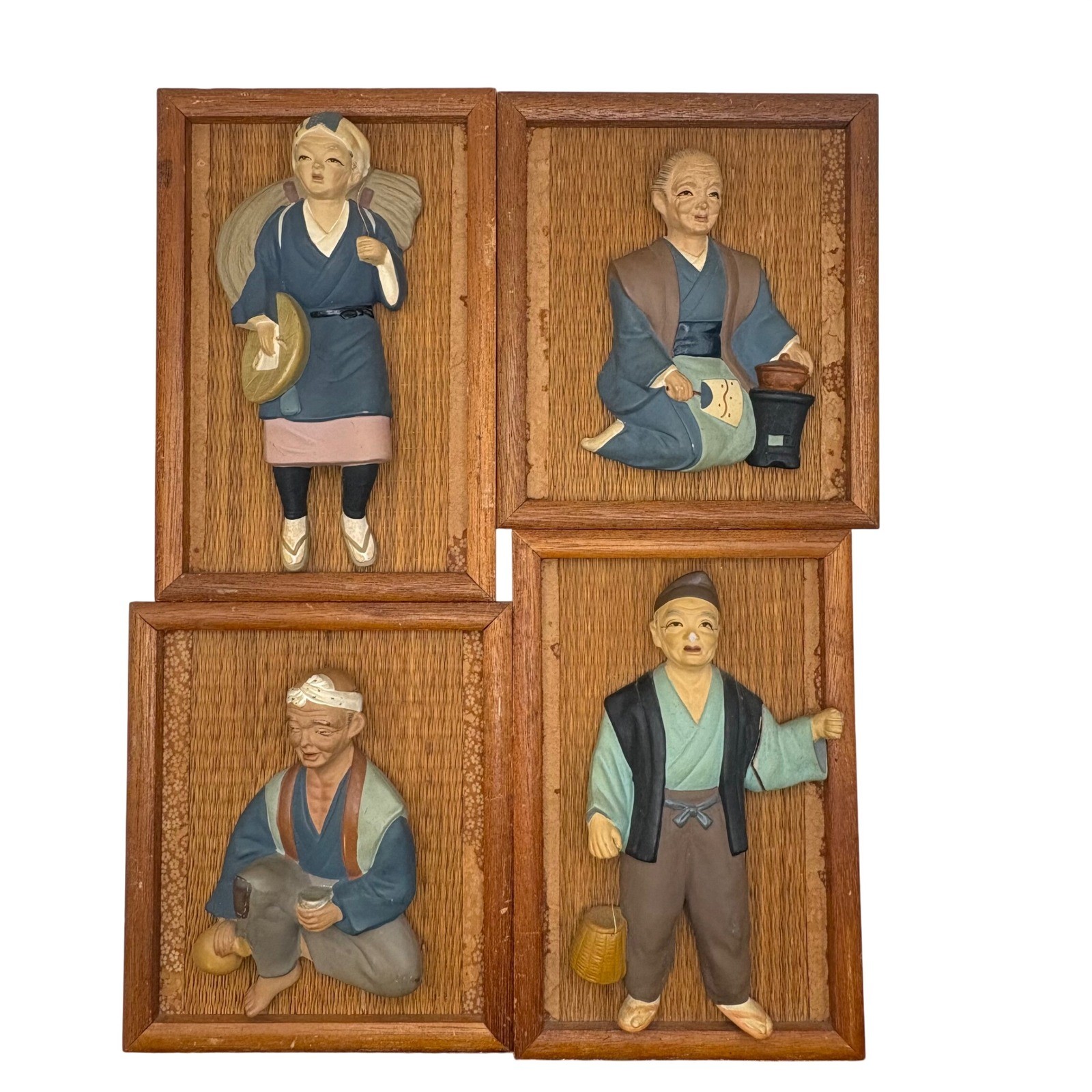 4 Vtg Ucagco Japan 3D Ceramic Wall Plaques Mid Century Modern MCM Tiki Decor 4 Vtg Ucagco Japan 3D Ceramic Wall Plaques Mid Century Modern MCM Tiki Decor