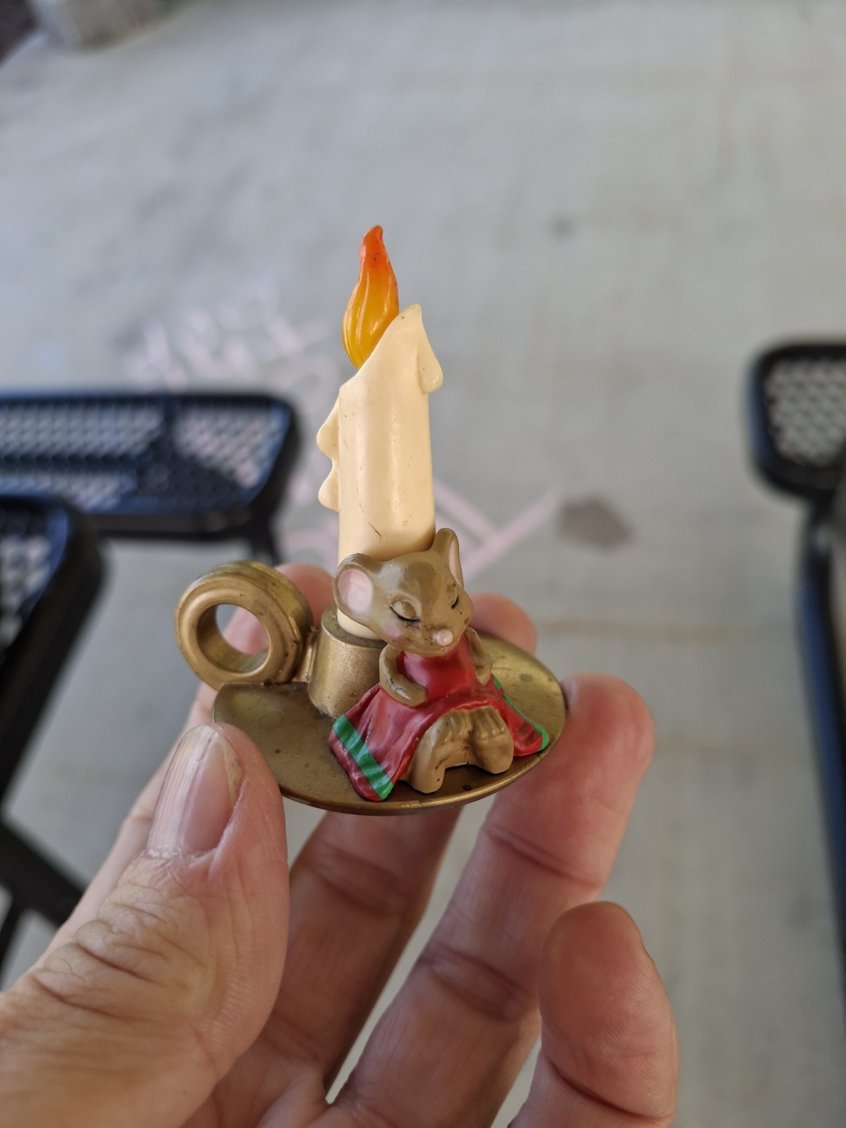 Vintage 1985 Hallmark Merry Miniatures Christmas Mouse on Candlestick Figurine Vintage 1985 Hallmark Merry Miniatures Christmas Mouse on Candlestick Figurine
