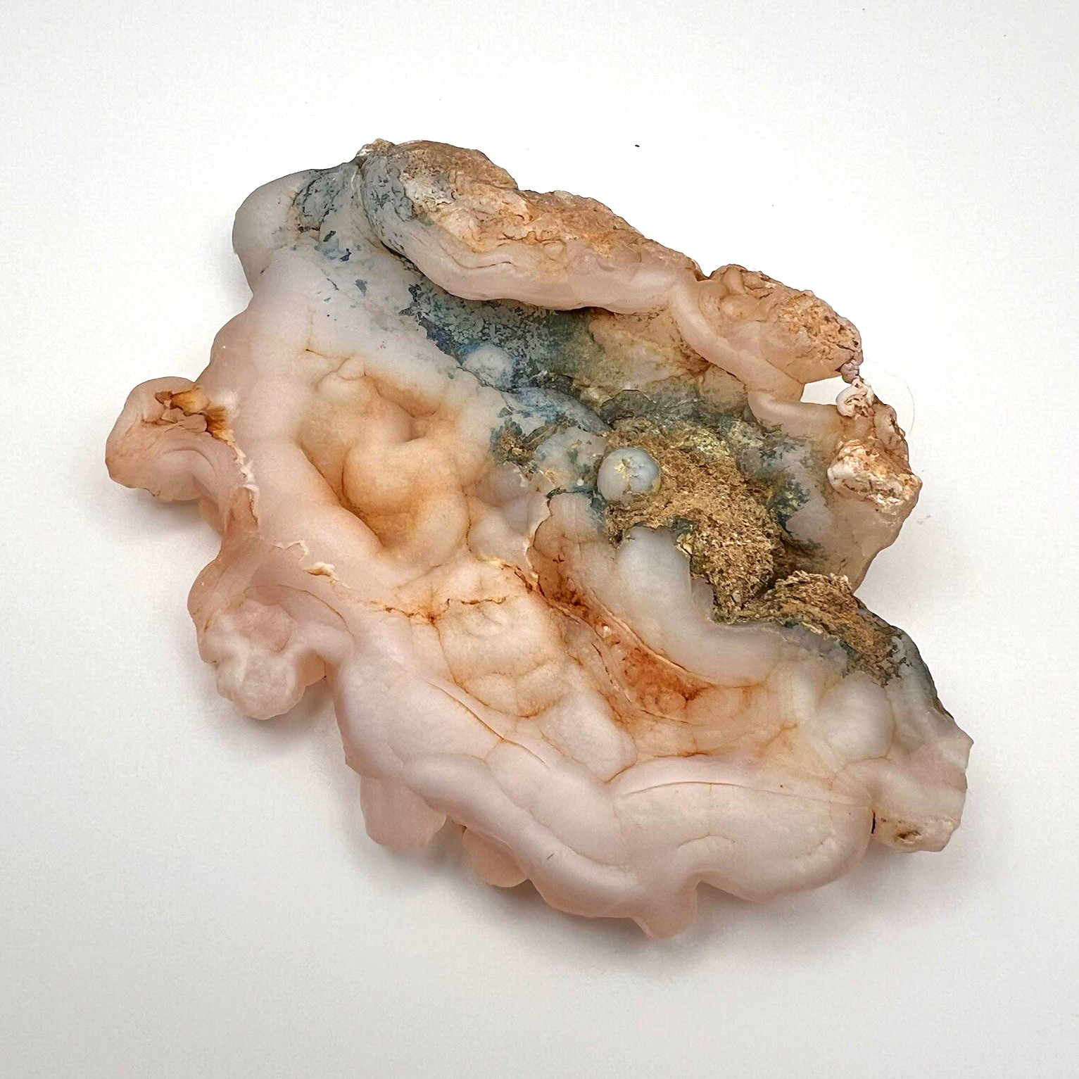 Botryoidal Chalcedony Agate Mineral Specimen Pink White Blue Green Matrix 90g Botryoidal Chalcedony Agate Mineral Specimen Pink White Blue Green Matrix 90g