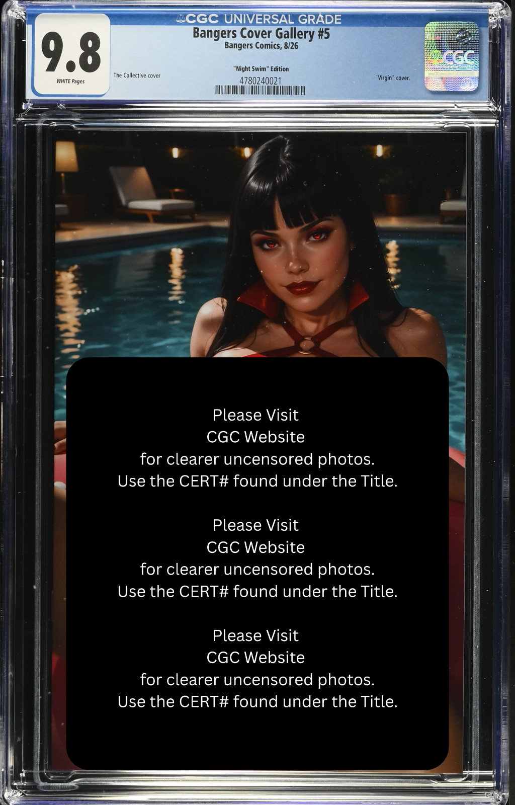 2026 Bangers Comics Vampirella Pool Float Cosplay VIRGIN Chase LE 100 CGC 9.8 2026 Bangers Comics Vampirella Pool Float Cosplay VIRGIN Chase LE 100 CGC 9.8