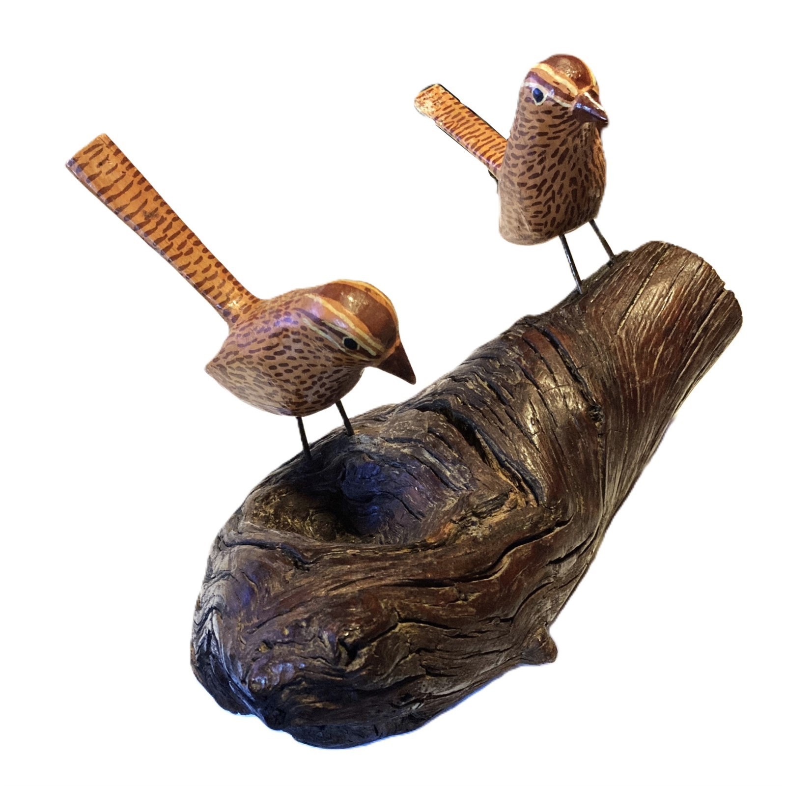 Birds Sculpture Hand Carved Wood Unique Walnut Tree Burl MCM Vintage PET RESCUE Birds Sculpture Hand Carved Wood Unique Walnut Tree Burl MCM Vintage PET RESCUE