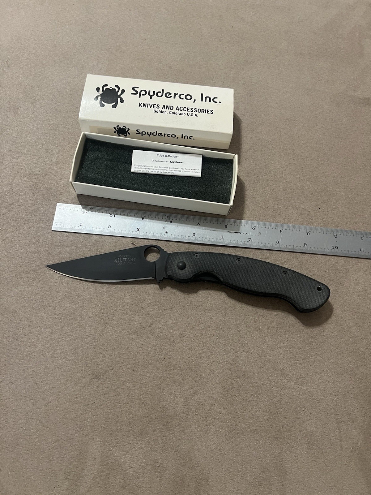 Rare Early 1st Gen Spyderco Military C36GPBK Knife 2-Screw Clip Black ATS-34 Box Rare Early 1st Gen Spyderco Military C36GPBK Knife 2-Screw Clip Black ATS-34 Box