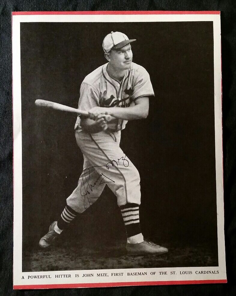 1937 JOHNNY MIZE SIGNED Baseball Magazine Cover hof St Louis Cardinals Team 30s