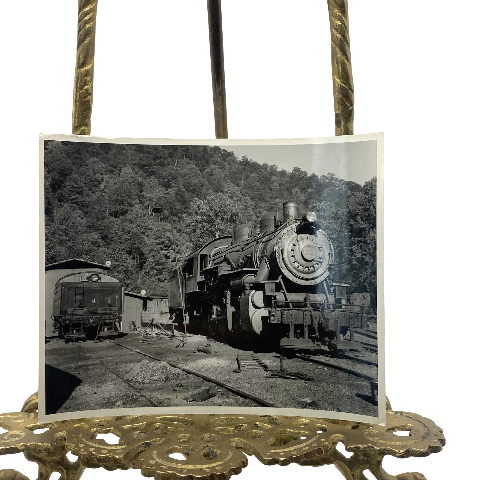 Vintage Steam Locomotive 18 Train Railroad Yard Photo 4x5 B&W Gelatin Orig