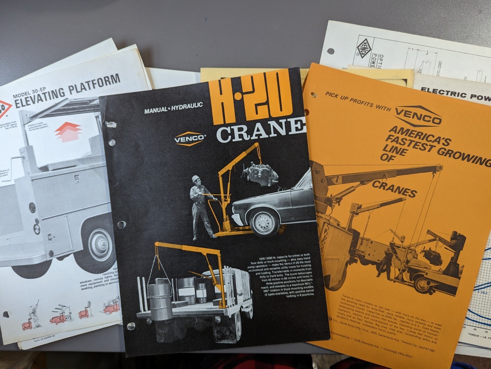 Vintage Venco Crane Brochures Flyers/Bulletins Electric Hydraulic 