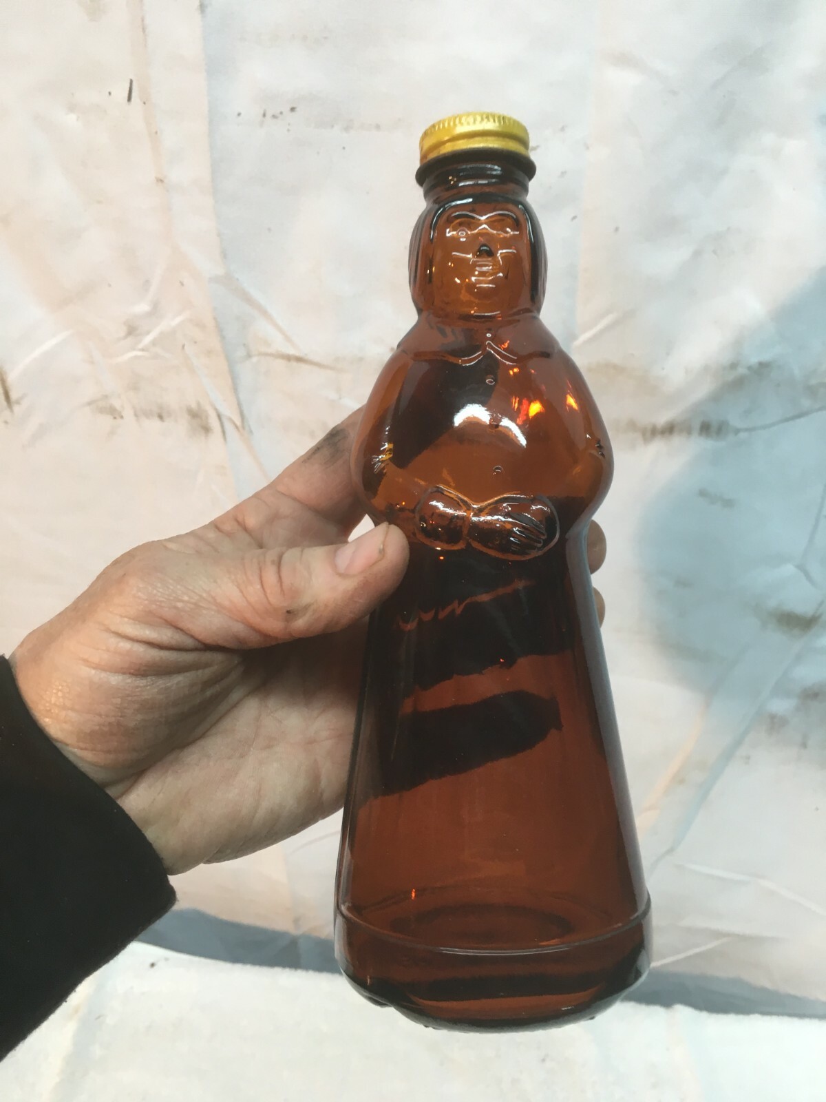 Vintage Brown Glass Jar Mrs Butterworth small Bottle Kitchen Syrup Jar with lid Vintage Brown Glass Jar Mrs Butterworth small Bottle Kitchen Syrup Jar with lid
