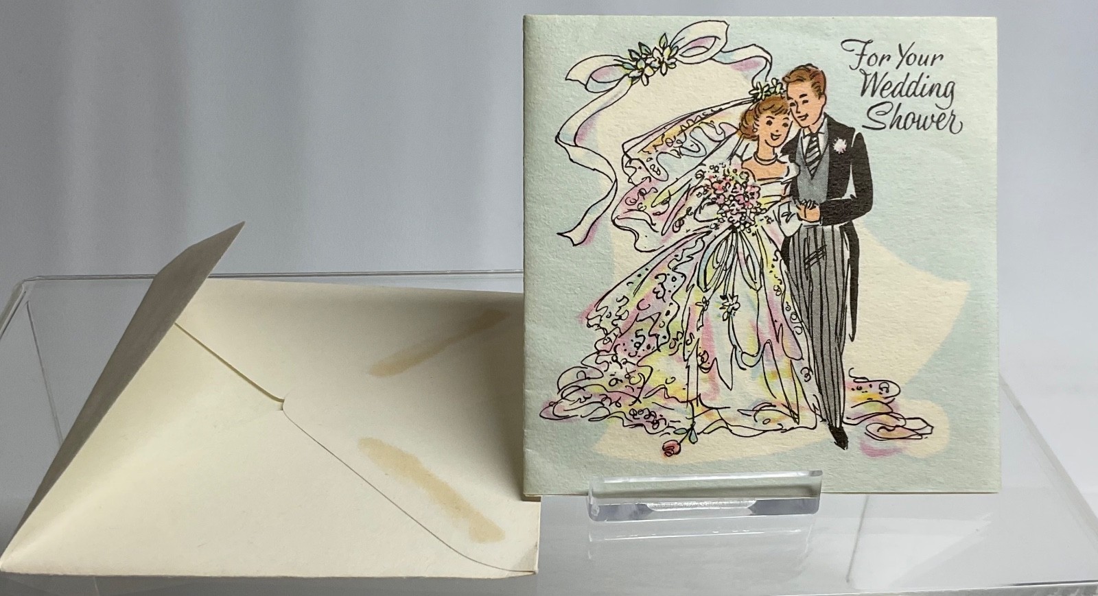 Small VTG BRIDAL WEDDING SHOWER Card unused w/ envelope 3.5 by 3.5 inches Small VTG BRIDAL WEDDING SHOWER Card unused w/ envelope 3.5 by 3.5 inches