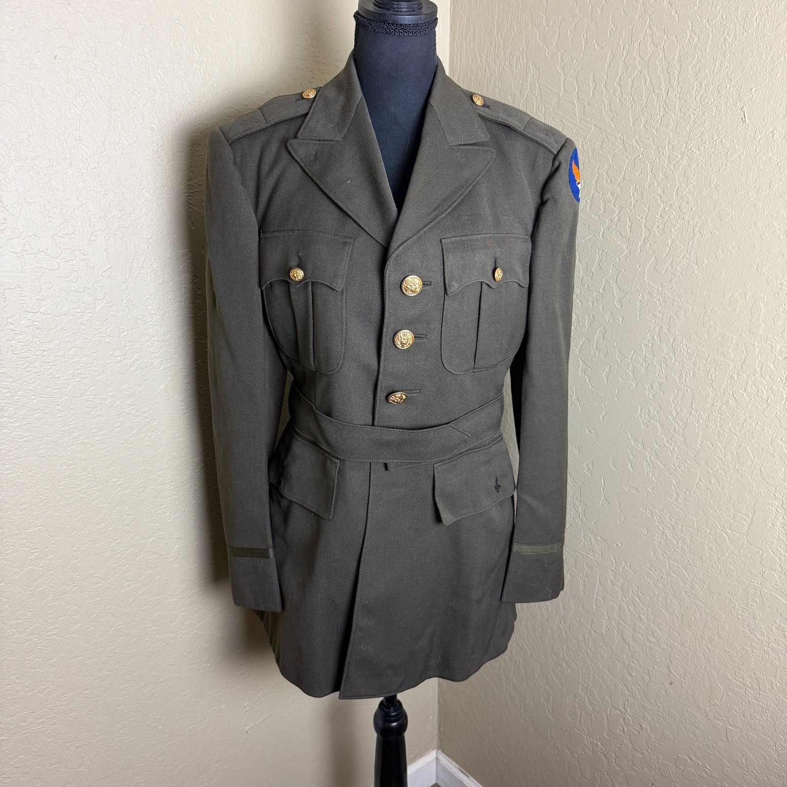 WWII 1945 US Army Air Forces Officer Service Coat Named AAF Patch Uniform