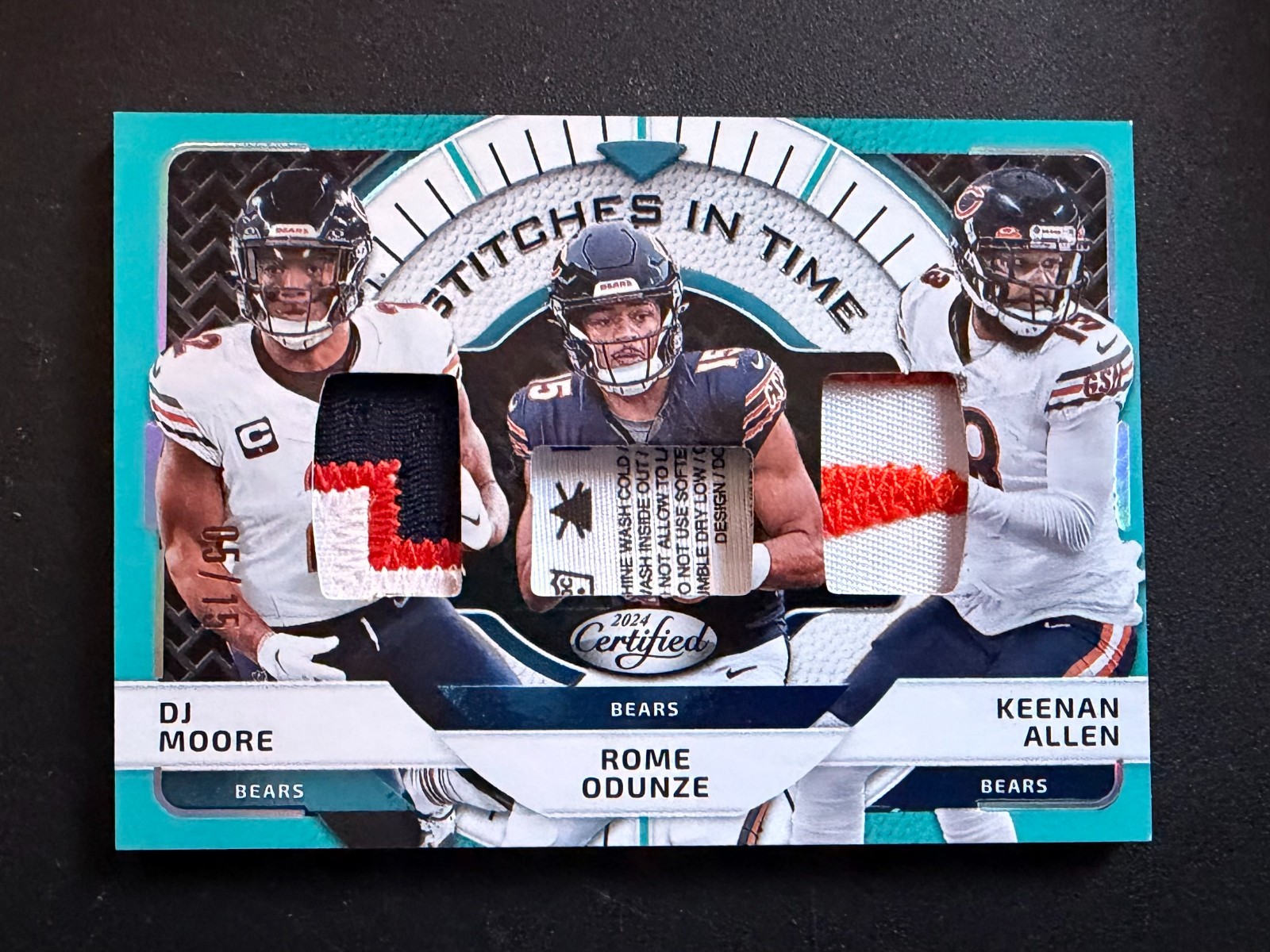 2024 Panini Chicago Bears Triple patch #'d5/15 DJ Moore Rome Odunze Keenan Allen