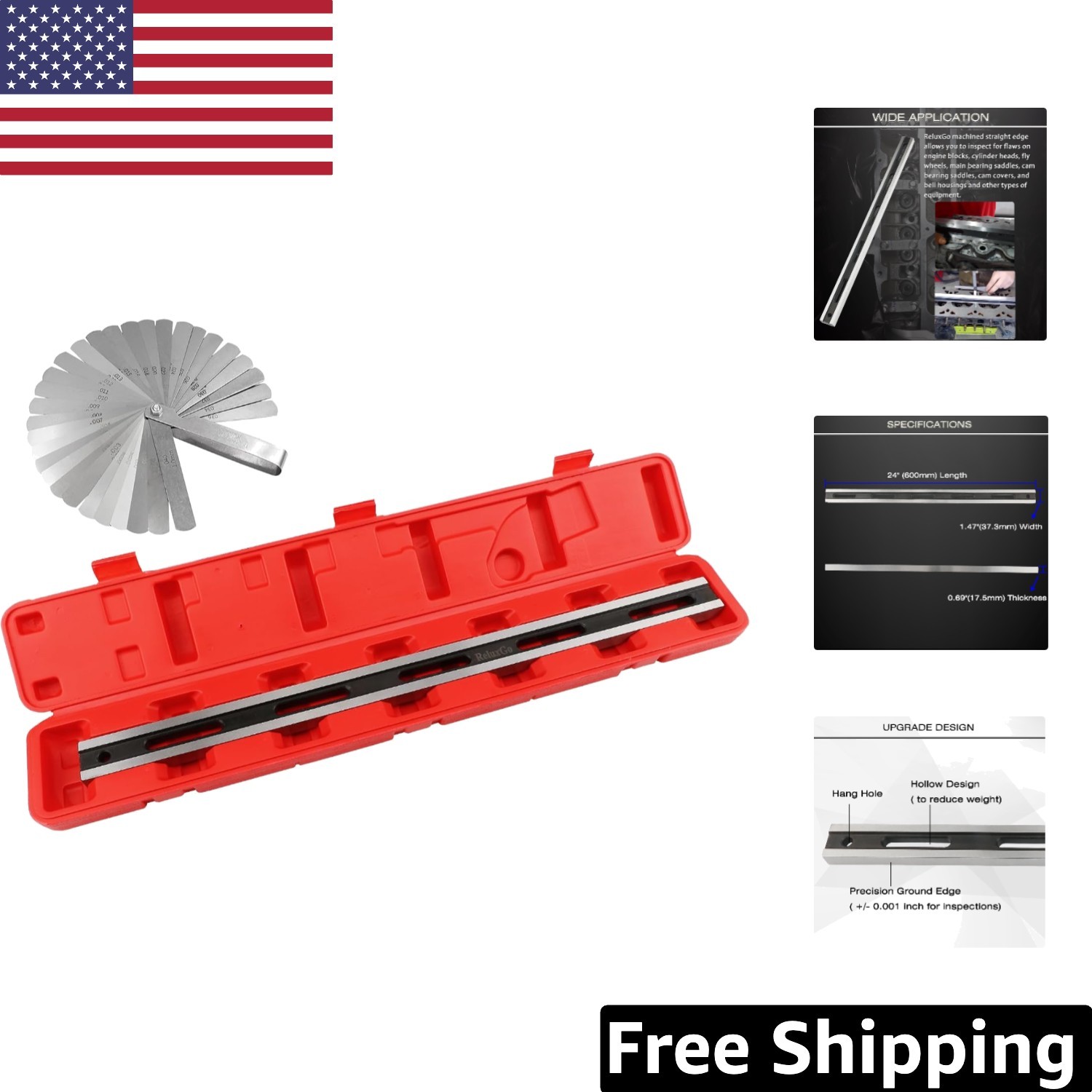 24-Inch Machinist Straight Edge Tool - Accurate Measurements for Cylinder Heads