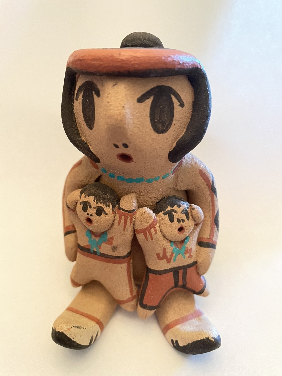 VTG Signed Carla Baca Jemez Pueblo Pottery Storyteller 2 Child Native American VTG Signed Carla Baca Jemez Pueblo Pottery Storyteller 2 Child Native American