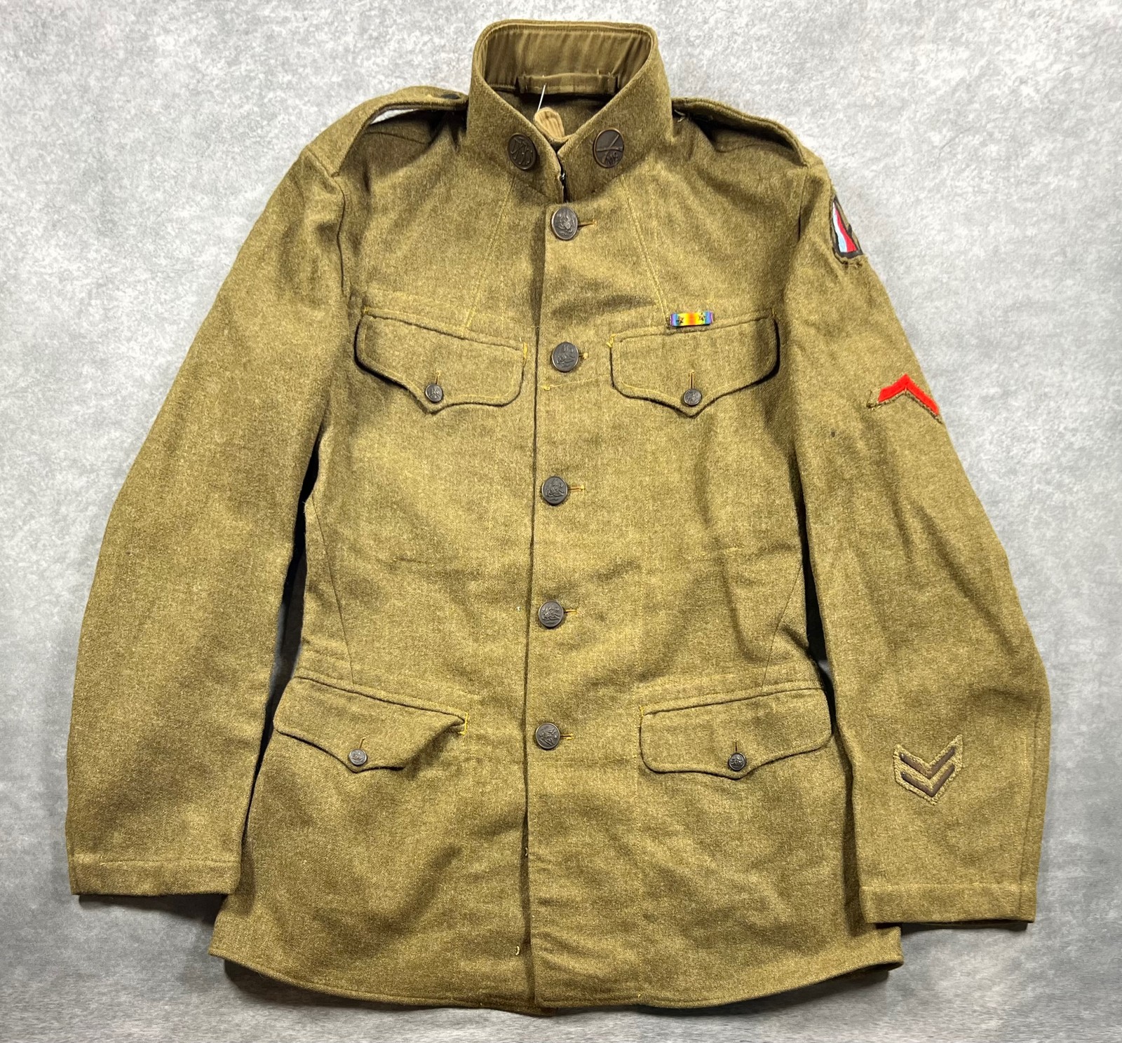 Vintage WWI US Army M1917 Wool Service Tunic Khaki Jacket Sz S 79th Infantry Div Vintage WWI US Army M1917 Wool Service Tunic Khaki Jacket Sz S 79th Infantry Div