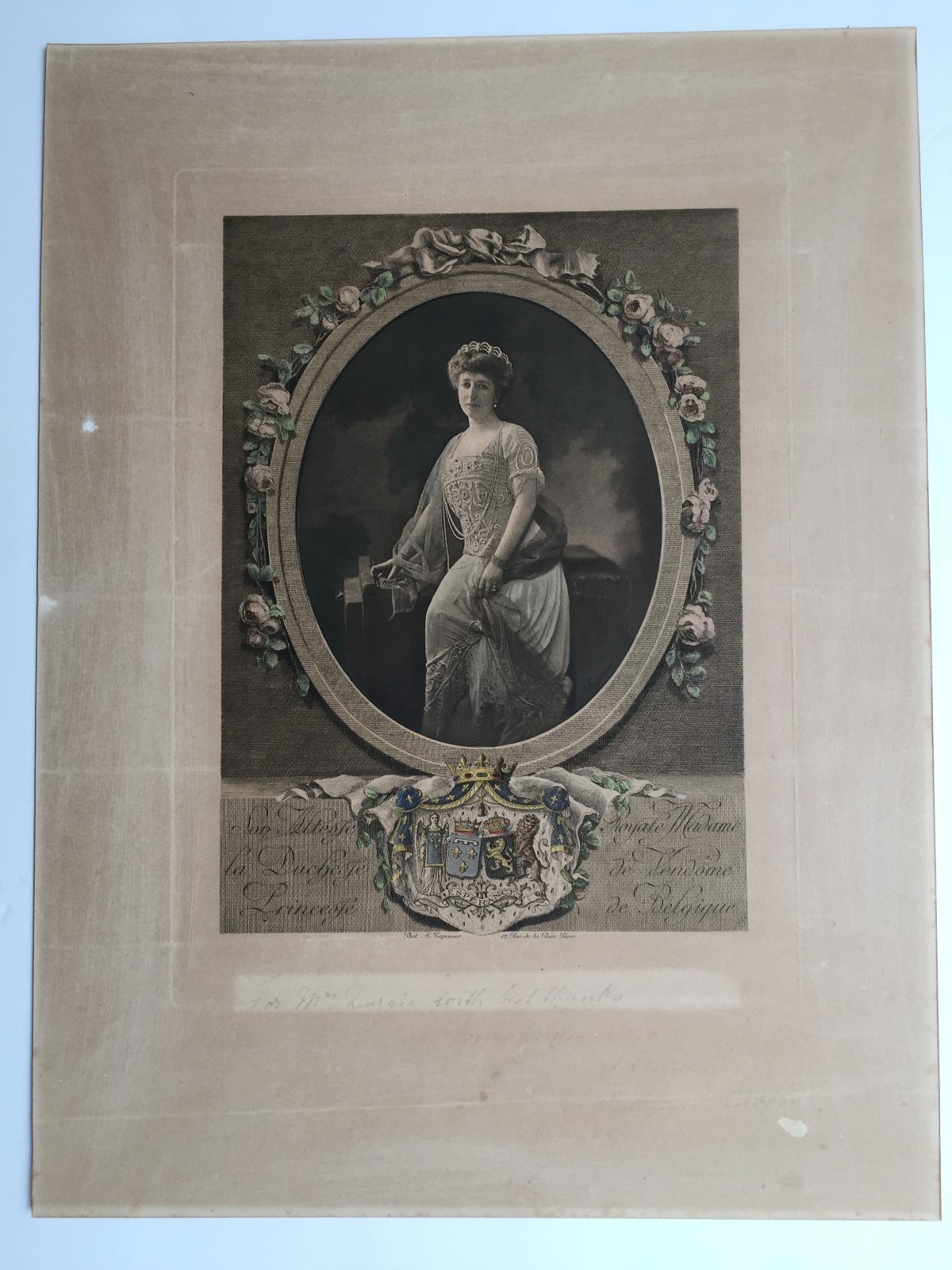 Heliogravure Royalty Henriette of Belgium, Duchess of Vendôm signed