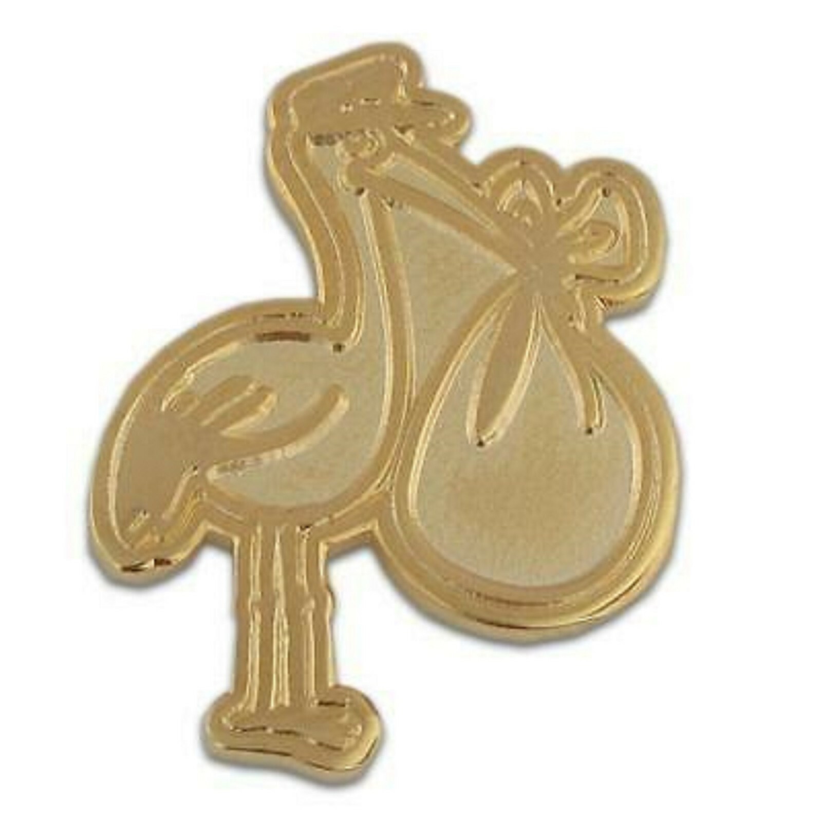 STORK WITH  NEW BABY COMING BEING DELIVERED  BAG GOLD PIN