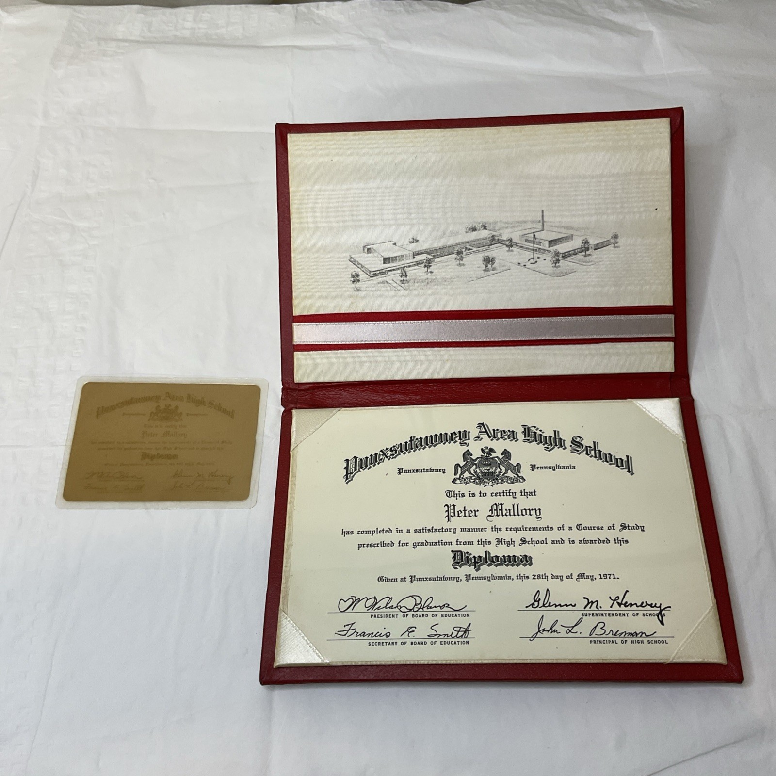 VTG 1971 Punxsutawney High School Diploma PA Pennsylvania VTG 1971 Punxsutawney High School Diploma PA Pennsylvania