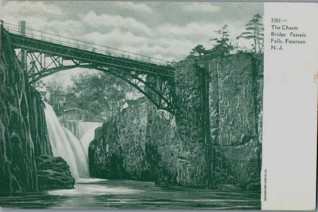 Vintage Postcard 1907 The Chasm Bridge, Passaic Falls, Paterson, New Jersey (NJ) Vintage Postcard 1907 The Chasm Bridge, Passaic Falls, Paterson, New Jersey (NJ)