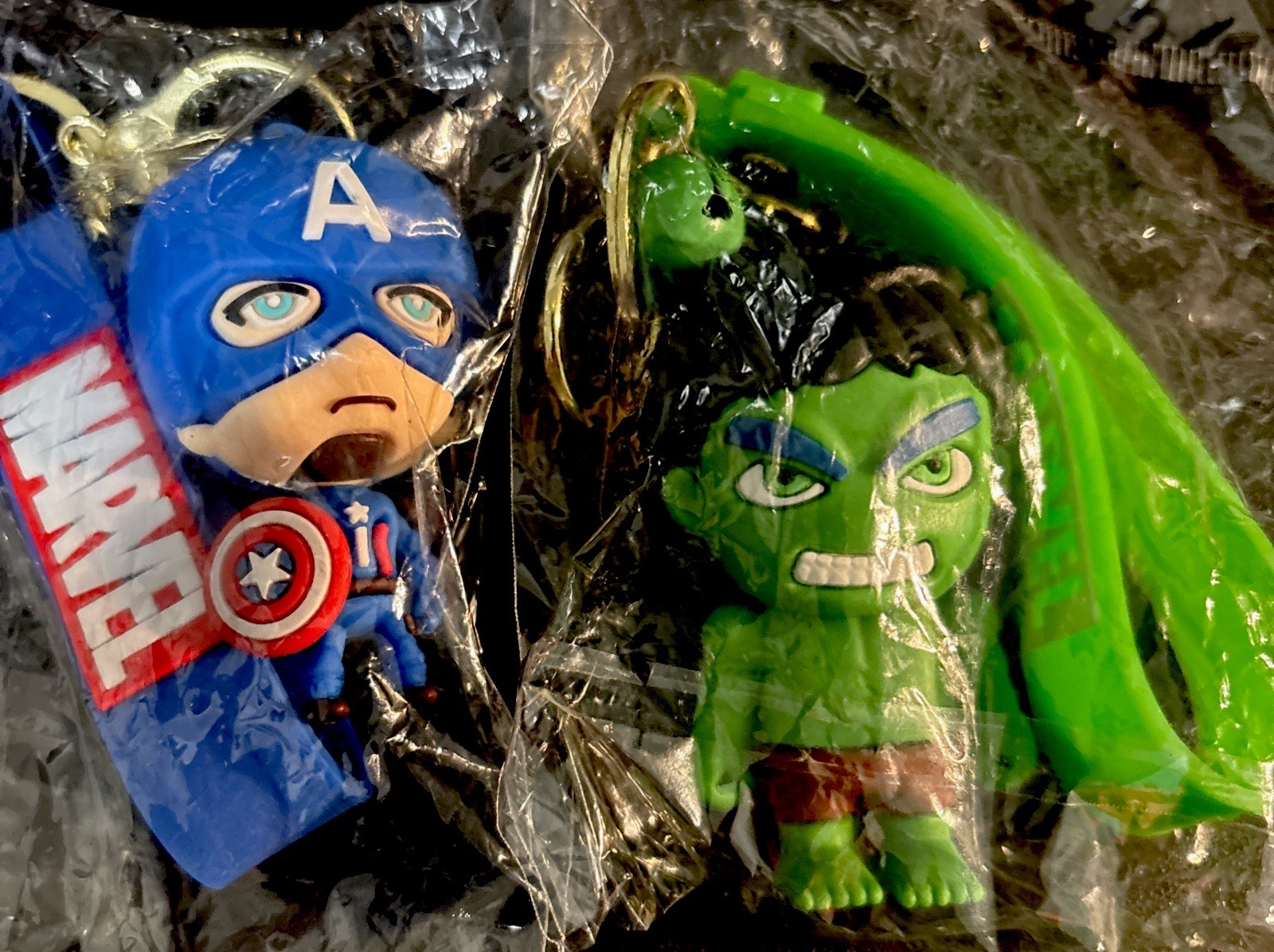 Marvel Avengers Chibi Keychain Lot 2 Pcs Captain America & Hulk 3D Figure Sealed