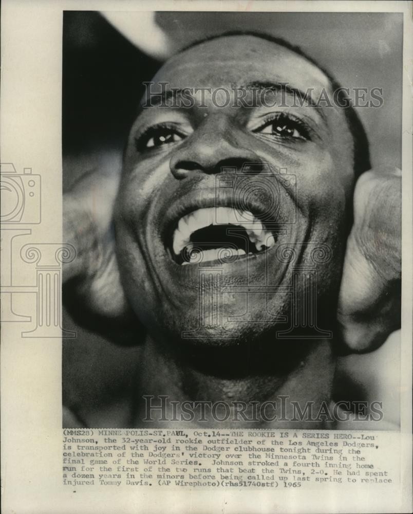 1965 Press Photo Lou Johnson 32 yr. old rookie outfielder of Los Angeles Dodgers 1965 Press Photo Lou Johnson 32 yr. old rookie outfielder of Los Angeles Dodgers