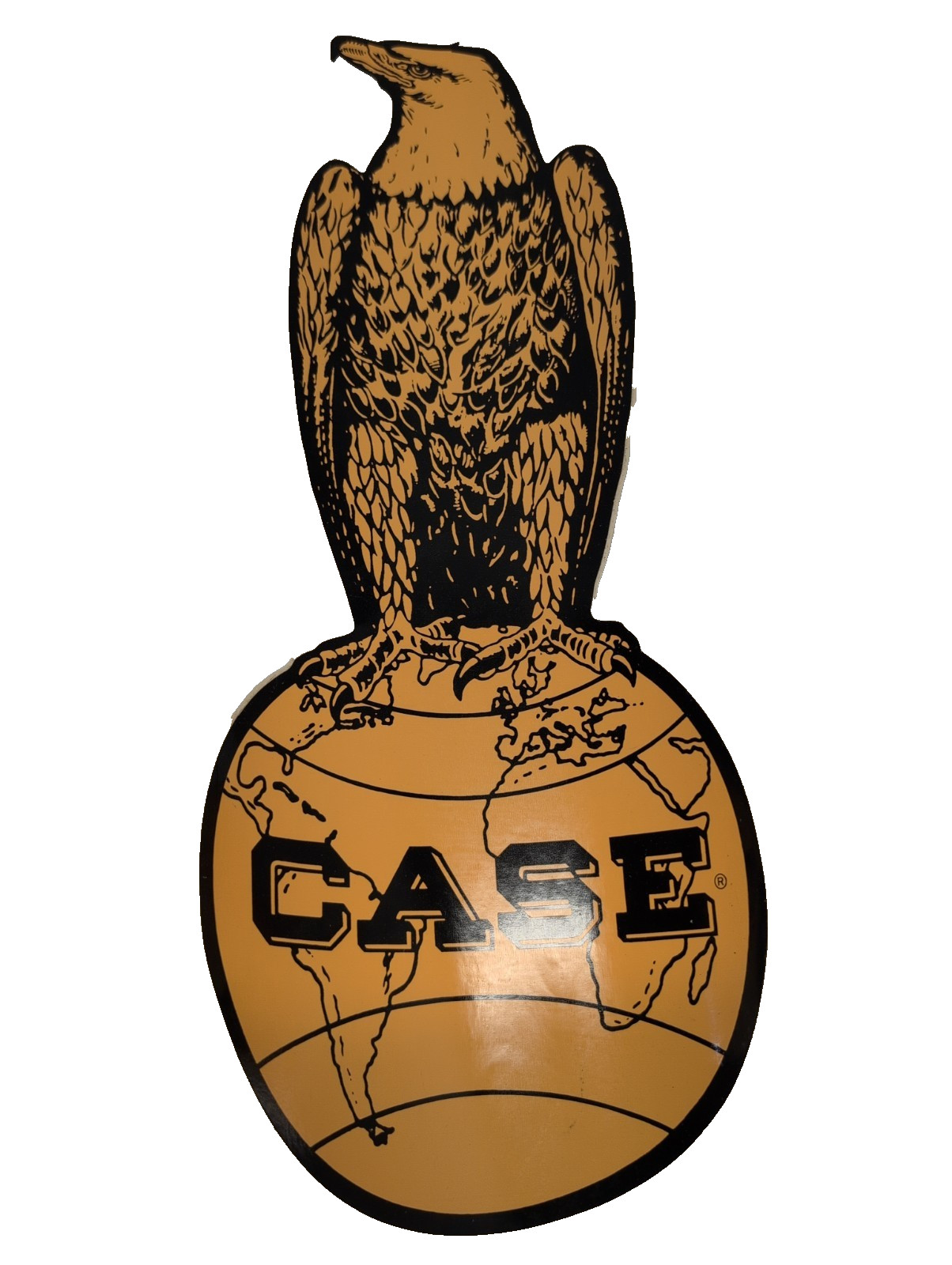Vintage J.I. Case Advertising Eagle On Globe Decal Sticker 18.5