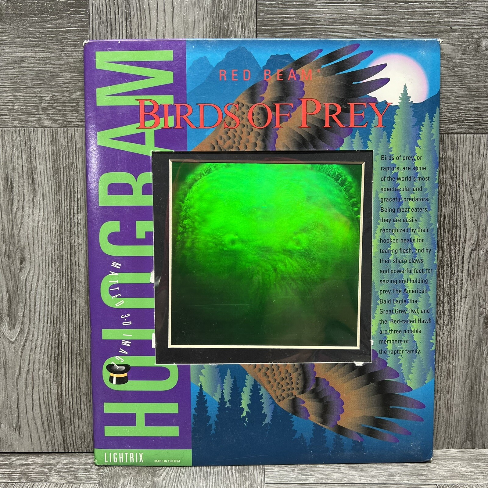 Vintage 1996 LIGHTRIX Red Beam Birds Of Prey Hologram 3D Image Made In USA RARE Vintage 1996 LIGHTRIX Red Beam Birds Of Prey Hologram 3D Image Made In USA RARE