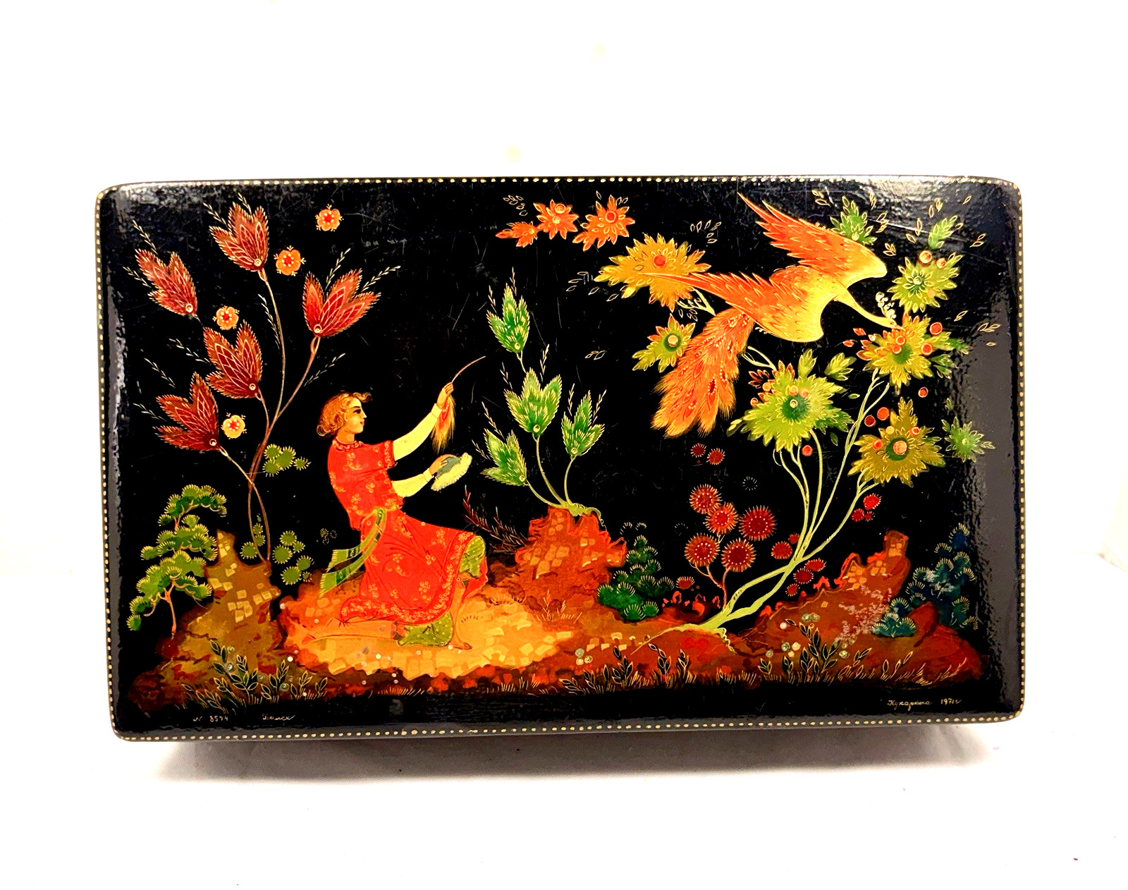 VTG Palekh Russian lacquer box FIREBIRD, 1971 yr. VTG Palekh Russian lacquer box FIREBIRD, 1971 yr.