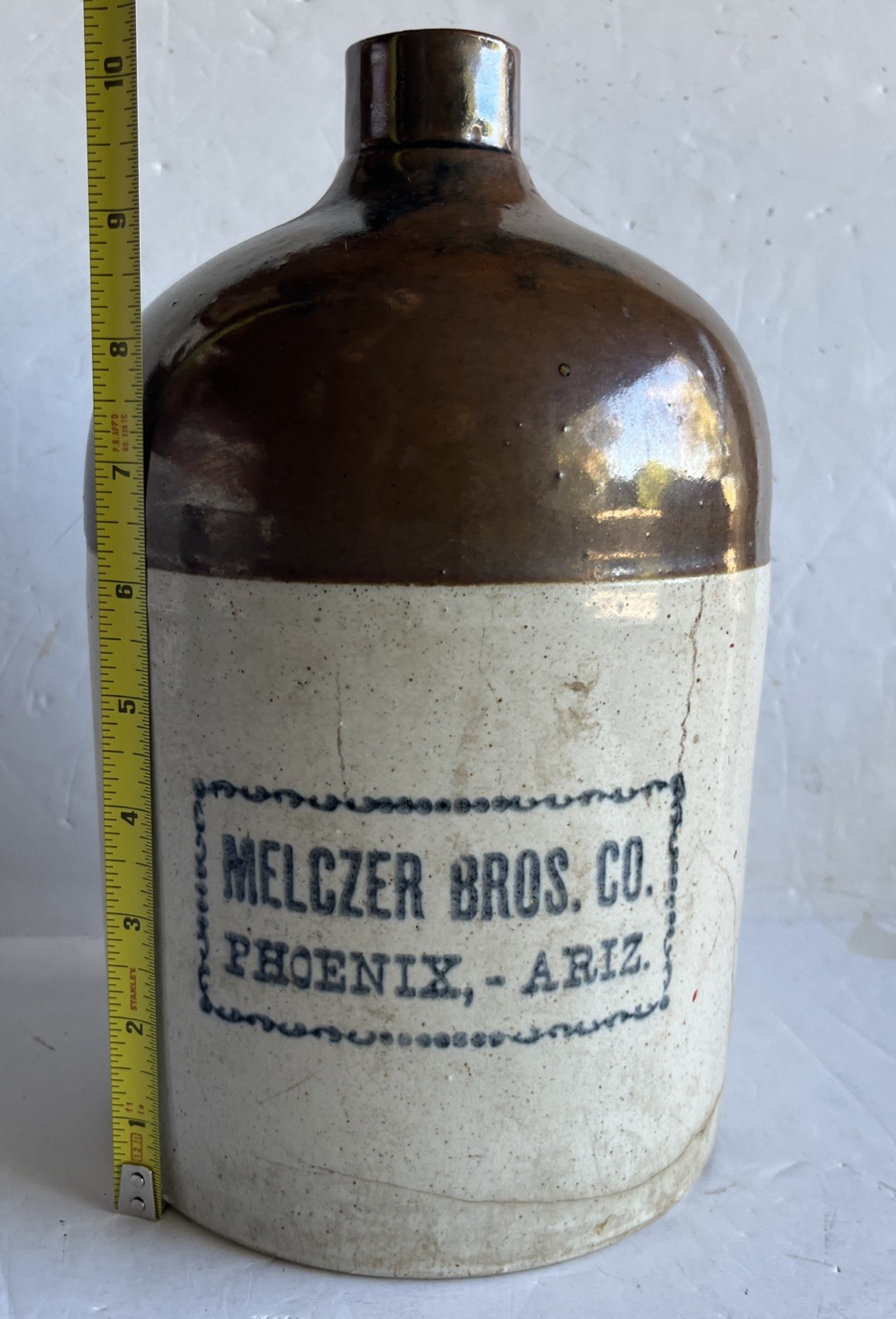 Antique ADV Stoneware Whiskey Jug MELCZER BROS. CO. Phoenix Arizona SEE PHOTOS Antique ADV Stoneware Whiskey Jug MELCZER BROS. CO. Phoenix Arizona SEE PHOTOS