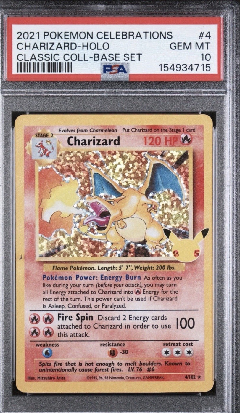 Pokemon 2021 Charizard Celebrations Classic Base #4 Holo PSA 10 GEM MINT Pokemon 2021 Charizard Celebrations Classic Base #4 Holo PSA 10 GEM MINT
