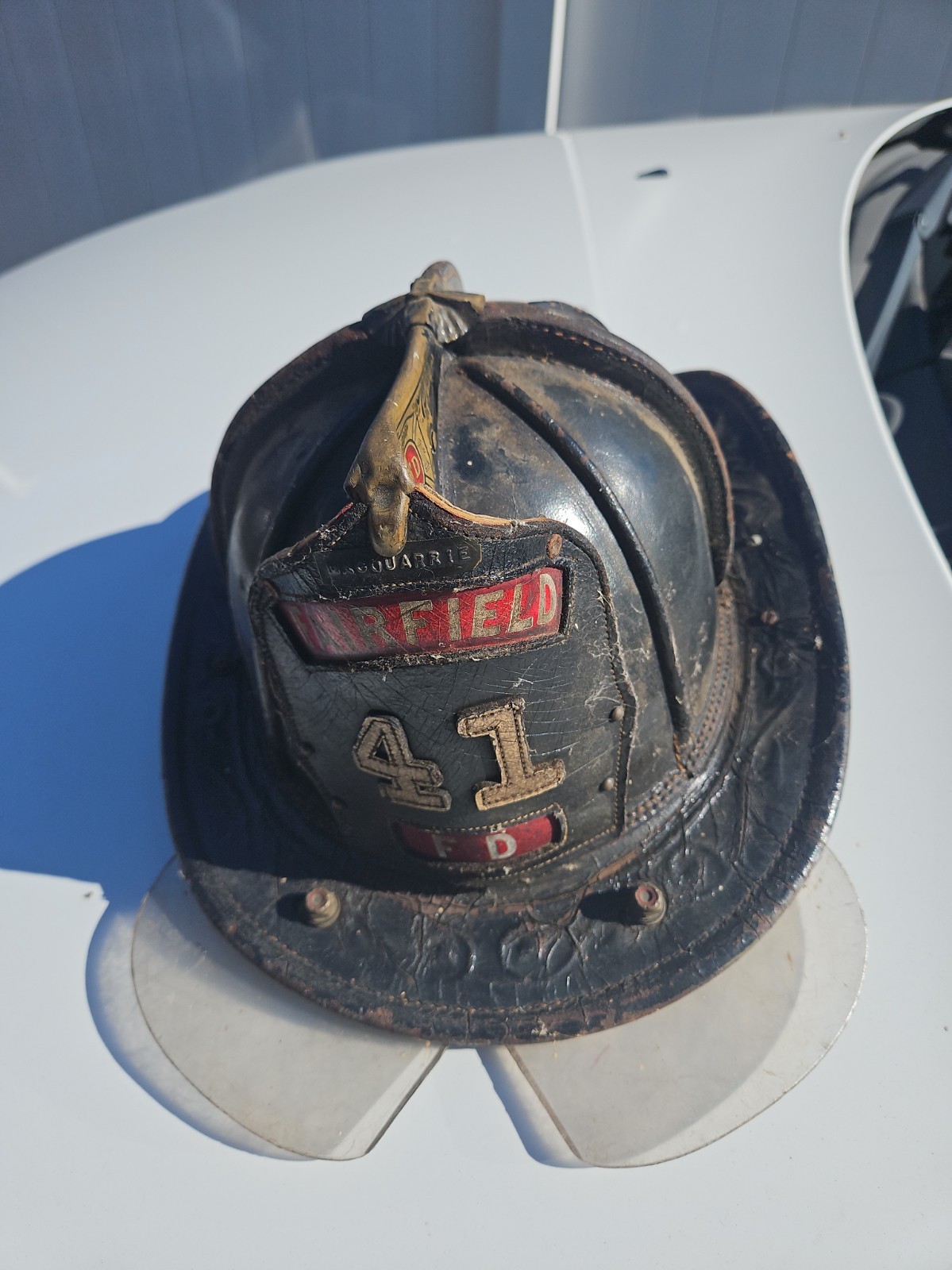 Antique VTG Cairns Leather Fire Helmet #41 FD FAIRFIELD,CT  ATTIC FIND 